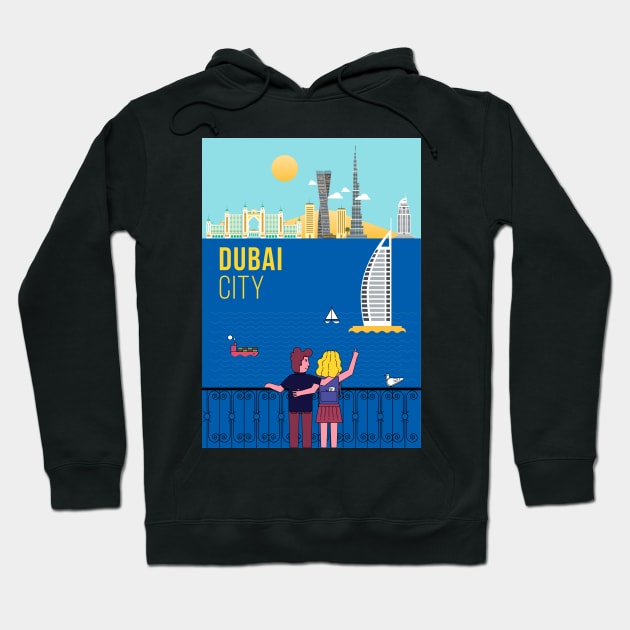 Dubai city poster Hoodie by kursatunsal